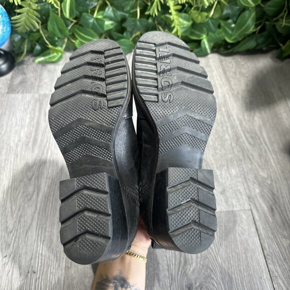 Sorel Cate Chelsea NL3712-010 Women's Black Leather Pull-on Ankle Bootie 7 - Picture 7 of 9